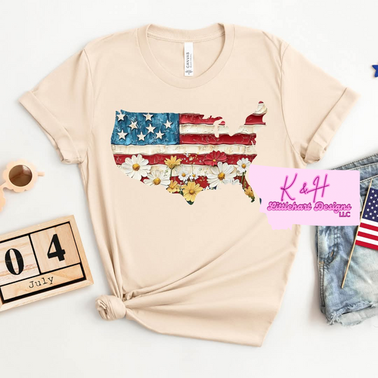 Floral U.S.A t shirt